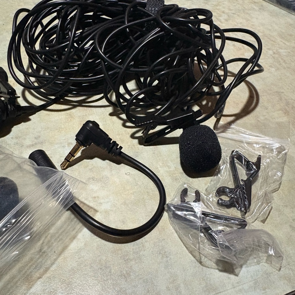 Black Lavalier Microphone with Accessories